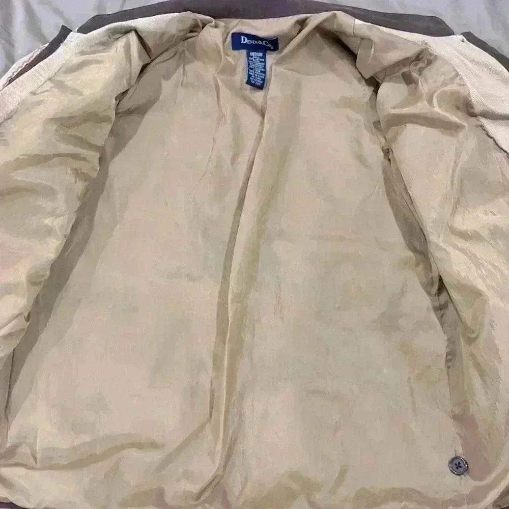 Denim & Co. Light Brown Embroidered Cotton Boho Button Down Jacket Women’s Sz M - Picture 5 of 6